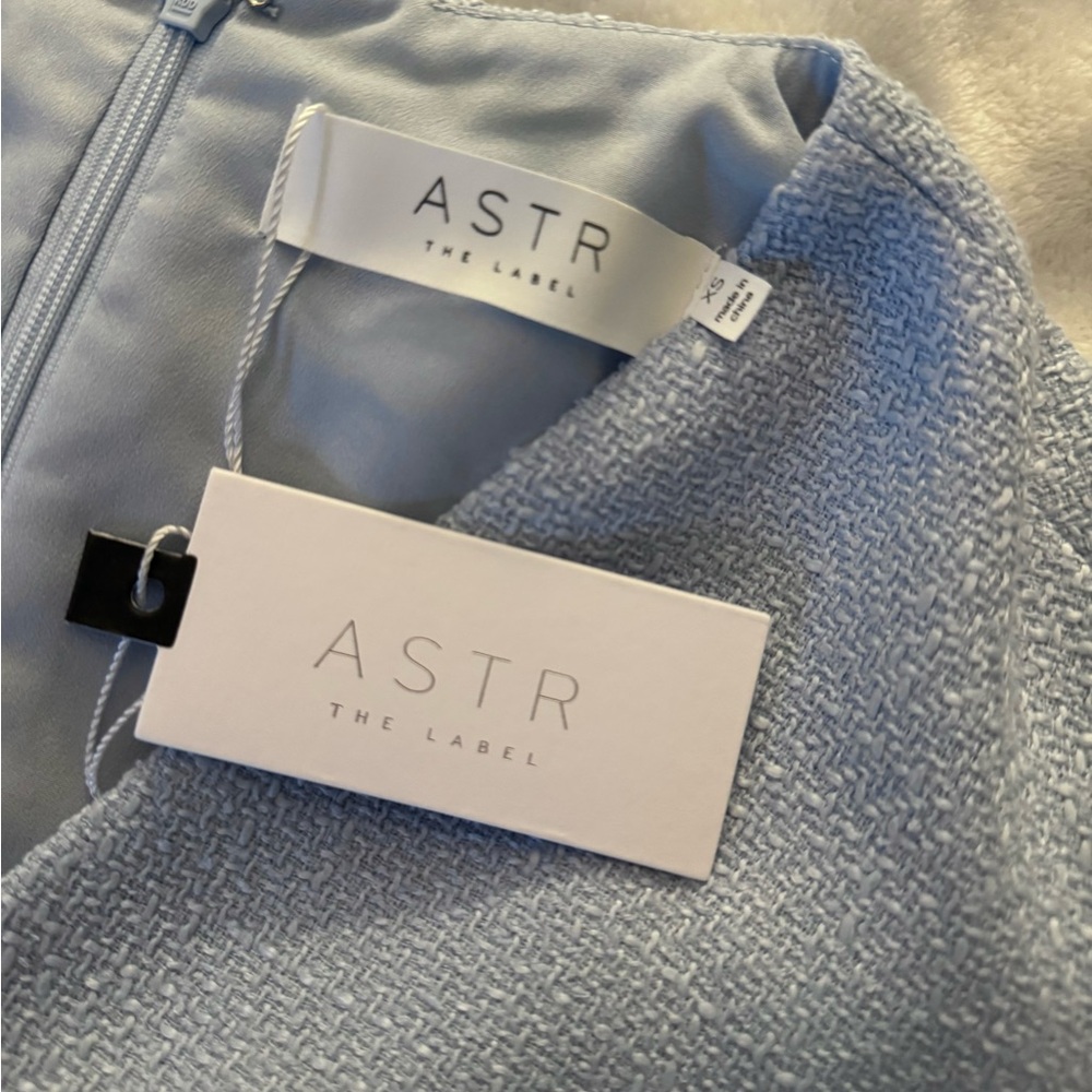 ASTR Sleeveless Tweed Sky Blue Mini Dress - Picture 3 of 5